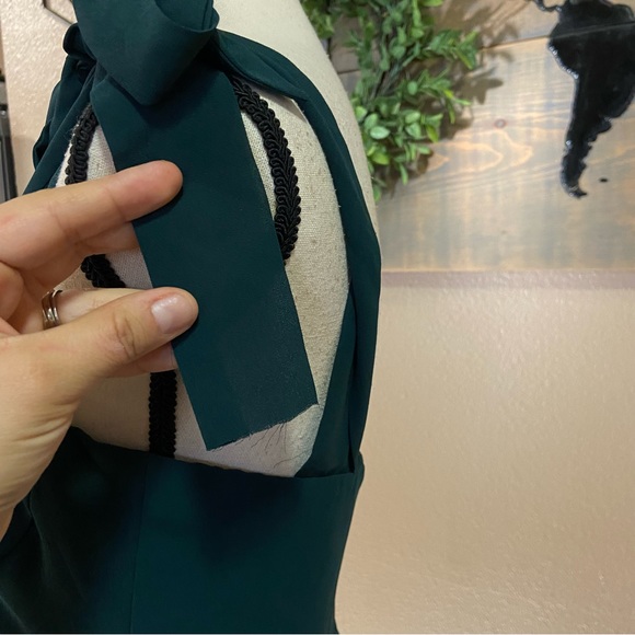 NWOT Lulus Sophisticated Charisma Dark Teal Tie-Strap A-Line Midi Dress - Picture 13 of 13